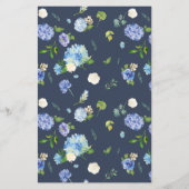 Waterverf Blue Hydrangeas Wedding Menu Kaart (Achterkant)