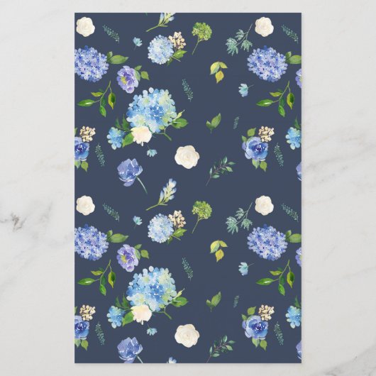 Waterverf Blue Hydrangeas Wedding Menu Kaart (Achterkant)