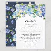 Waterverf Blue Hydrangeas Wedding Menu Kaart (Voorkant / Achterkant)