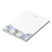 Waterverf Blue Hydrangeas White Rose Gepersonalise Notitieblok (Linkerzijde)