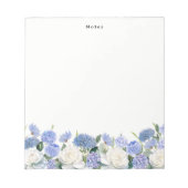 Waterverf Blue Hydrangeas White Rose Gepersonalise Notitieblok (Voorkant)