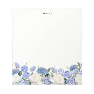 Waterverf Blue Hydrangeas White Rose Gepersonalise Notitieblok