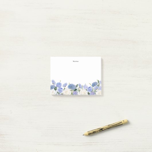 Waterverf Blue Hydrangeas White Rose Gepersonalise Post-it® Notes (Op bureau)