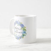 Waterverf Blue Hydrangeas Wreath Matron of Honor Koffiemok (Voorkant links)