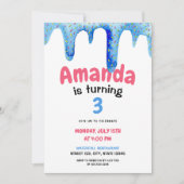 Waterverf Blue Ice Cream Drip Verjaardag Kaart (Voorkant)