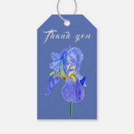Waterverf Blue Iris Dank je cadeau Label Cadeaulabel
