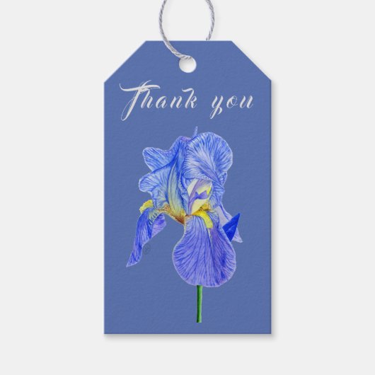 Waterverf Blue Iris Dank je cadeau Label Cadeaulabel (Voorkant)