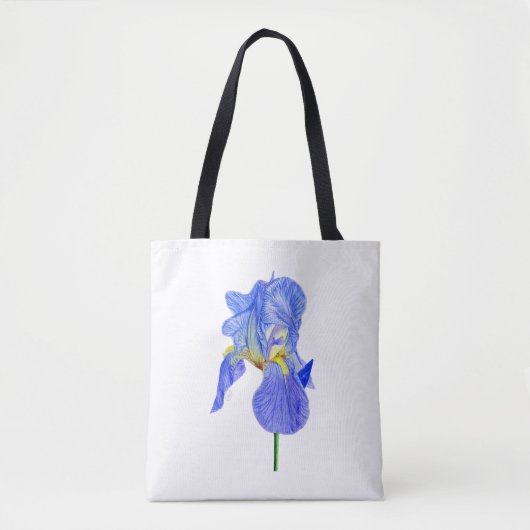 Waterverf Blue Iris Flower Canvas tas (Voorkant)