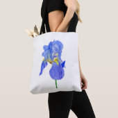 Waterverf Blue Iris Flower Canvas tas (Dichtbij)