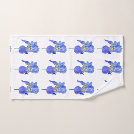 Waterverf Blue Iris Flower Hand Towel Handdoek (Handdoek)