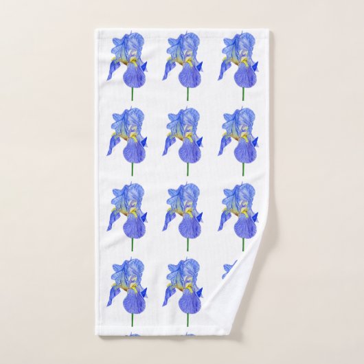 Waterverf Blue Iris Flower Hand Towel Handdoek (Handdoek)