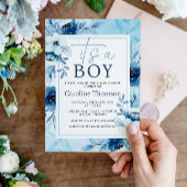 Waterverf Blue is een Baby shower van een jongen Kaart