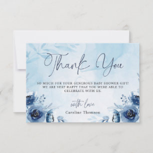 Waterverf Blue is een jongen Dank je Baby shower Bedankkaart