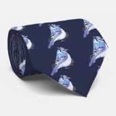 Waterverf Blue Jay Bird Natuur Art Stropdas (Opgerold)