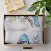 Waterverf Blue Jay Bird op boomtak Tissuepapier (Geschenk)