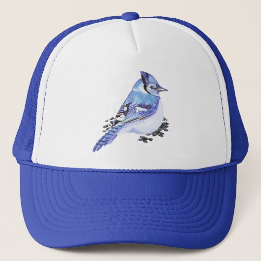 Waterverf Blue Jay Bird Wildlife Natuur Art Trucker Pet (Voorkant)