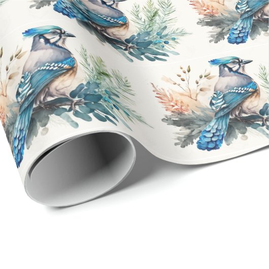 Waterverf Blue Jay Cadeaupapier (Rol Hoek)
