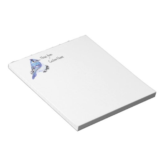 Waterverf Blue Jay News van Custom Name Bird, Notitieblok (Schuin)