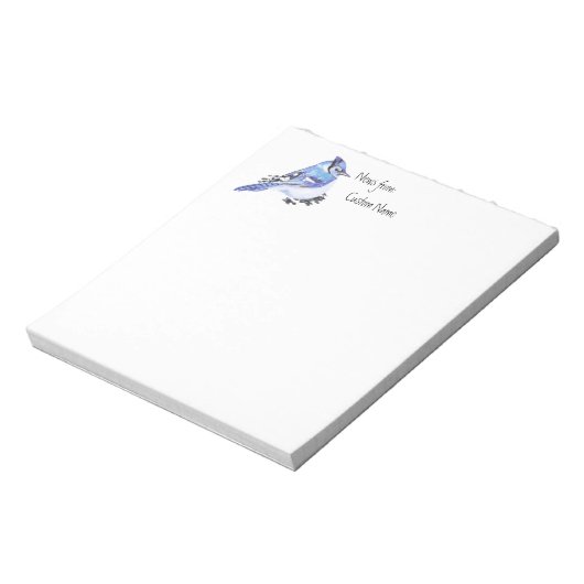 Waterverf Blue Jay News van Custom Name Bird, Notitieblok (Linkerzijde)