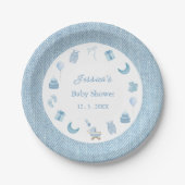 Waterverf Blue Jean Baby Denim Baby shower Papieren Bordje (Voorkant)