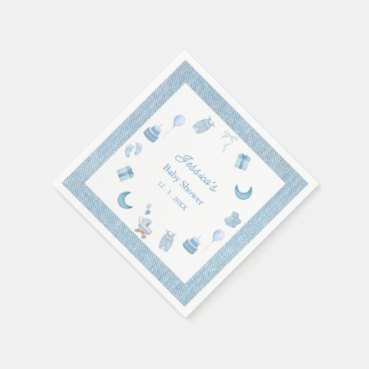 Waterverf Blue Jean Baby Denim Baby shower Servet (Hoek)