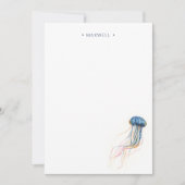 Waterverf Blue Jelly Fish Stationery Note Kaart Notitiekaartje (Voorkant)