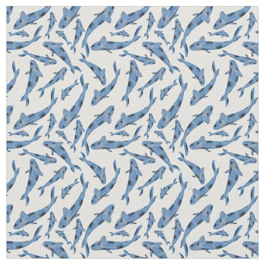 Waterverf Blue Koi Fish Pattern Stof (Close Up)