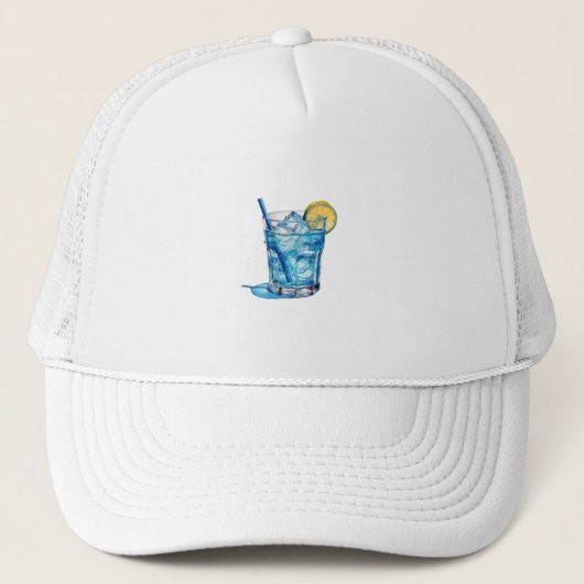 Waterverf Blue Lagoon Cocktail Drink Trucker Pet (Voorkant)