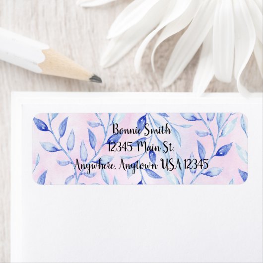 Waterverf Blue Leafy Vine Label (Insitu)