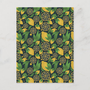 Waterverf Blue Lemon Fruit Pattern Briefkaart