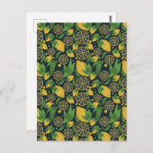 Waterverf Blue Lemon Fruit Pattern Briefkaart (Voorkant / Achterkant)