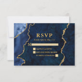 Waterverf Blue Marble Agate Geode Wedding Gold RSVP Kaartje (Voorkant)