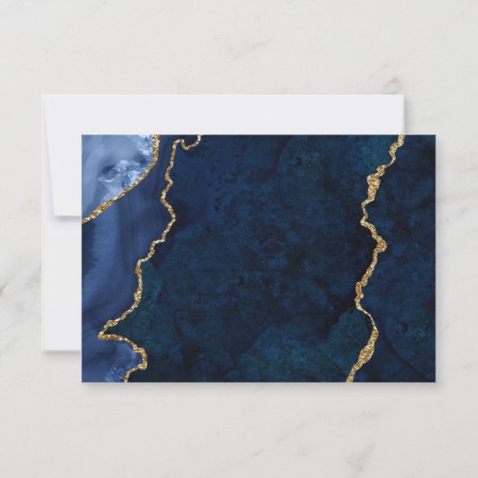 Waterverf Blue Marble Agate Geode Wedding Gold RSVP Kaartje (Achterkant)