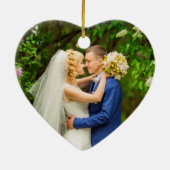 Waterverf Blue Marble Geode Wedding Heart PHOTO Keramisch Ornament (Achterkant)