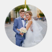 Waterverf Blue Marble Geode Wedding PHOTO terug Keramisch Ornament (Achterkant)