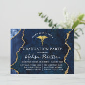 Waterverf Blue Marble Gold Medical Afstudeerder Pa Kaart (Staand voorkant)