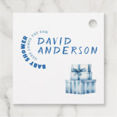 Waterverf Blue Minimalist baby shower Boy Bedankjes Labels (Achterkant)