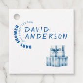 Waterverf Blue Minimalist baby shower Boy Bedankjes Labels (Voorkant)