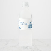 Waterverf Blue Minimalist baby shower Boy Waterfles Etiket (Voorkant)