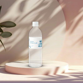 Waterverf Blue Minimalist baby shower Boy Waterfles Etiket