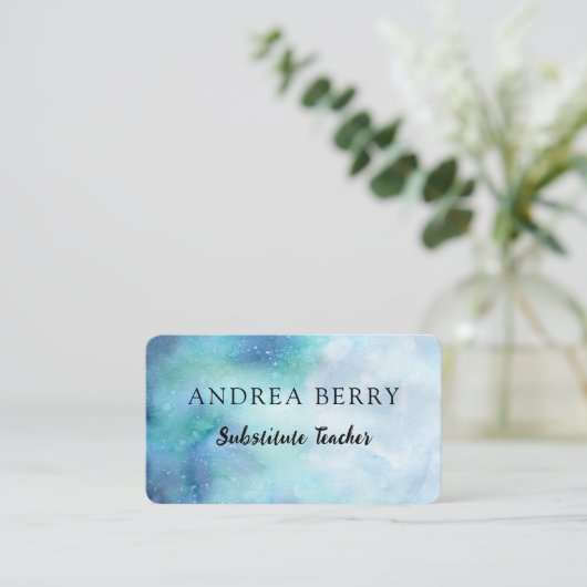 Waterverf Blue Modern Visitekaartje (Staand voorkant)