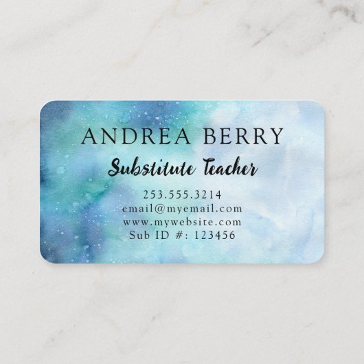 Waterverf Blue Modern Visitekaartje (Achterkant)