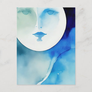 Waterverf Blue Moon Briefkaart