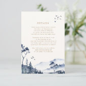 Waterverf Blue Mountain bruiloft Details Kaart (Staand voorkant)