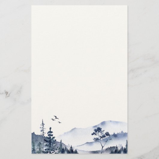 Waterverf Blue Mountain Monogram briefpapier (Achterkant)