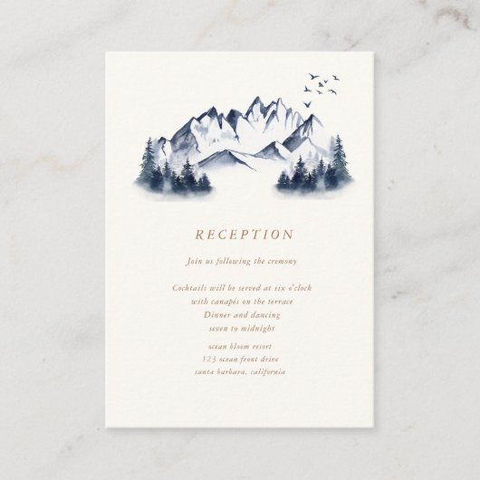 Waterverf Blue Mountain Receptie Informatiekaartje (Voorkant)