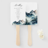 Waterverf Blue Mountain Rustic Hand Fan Handwaaier (Voorkant en achterkant)