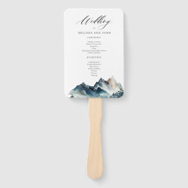 Waterverf Blue Mountain Rustic Hand Fan Handwaaier
