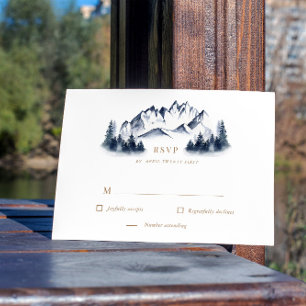 Waterverf Blue Mountain Rustieke RSVP Respons Kaar Kaartje