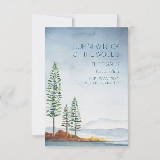 Waterverf Blue Mountains Moving Announement RSVP Kaartje (Voorkant)
